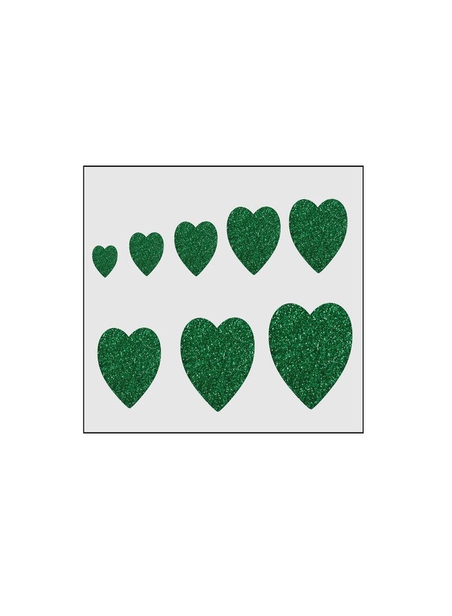 EyeBlack Glitter Heart Face Stickers - Sparkling Skin-Safe Decorations in Vibrant Single Colors, Festivals, Parties, Costumes - Set of 8 - Green - Image 1